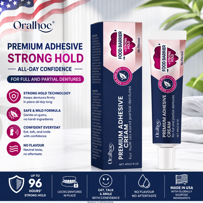 Oralhoe Premium Denture Adhesive Cream – Up to 96-Hour Strong Hold